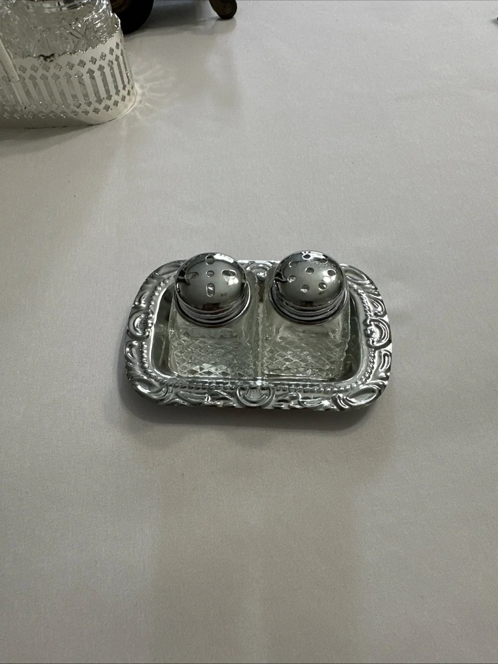 Classic Glass Salt and Pepper Shakers with Silver-Tone Accents - Clear